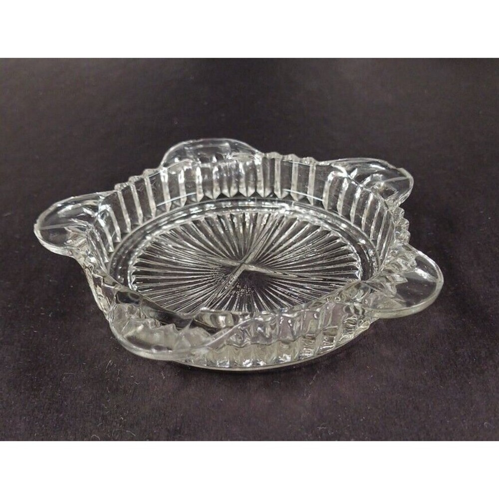 VTG Anchor Hocking Queen Mary Clear Glass Ashtray Coaster Candle Trinket Dish